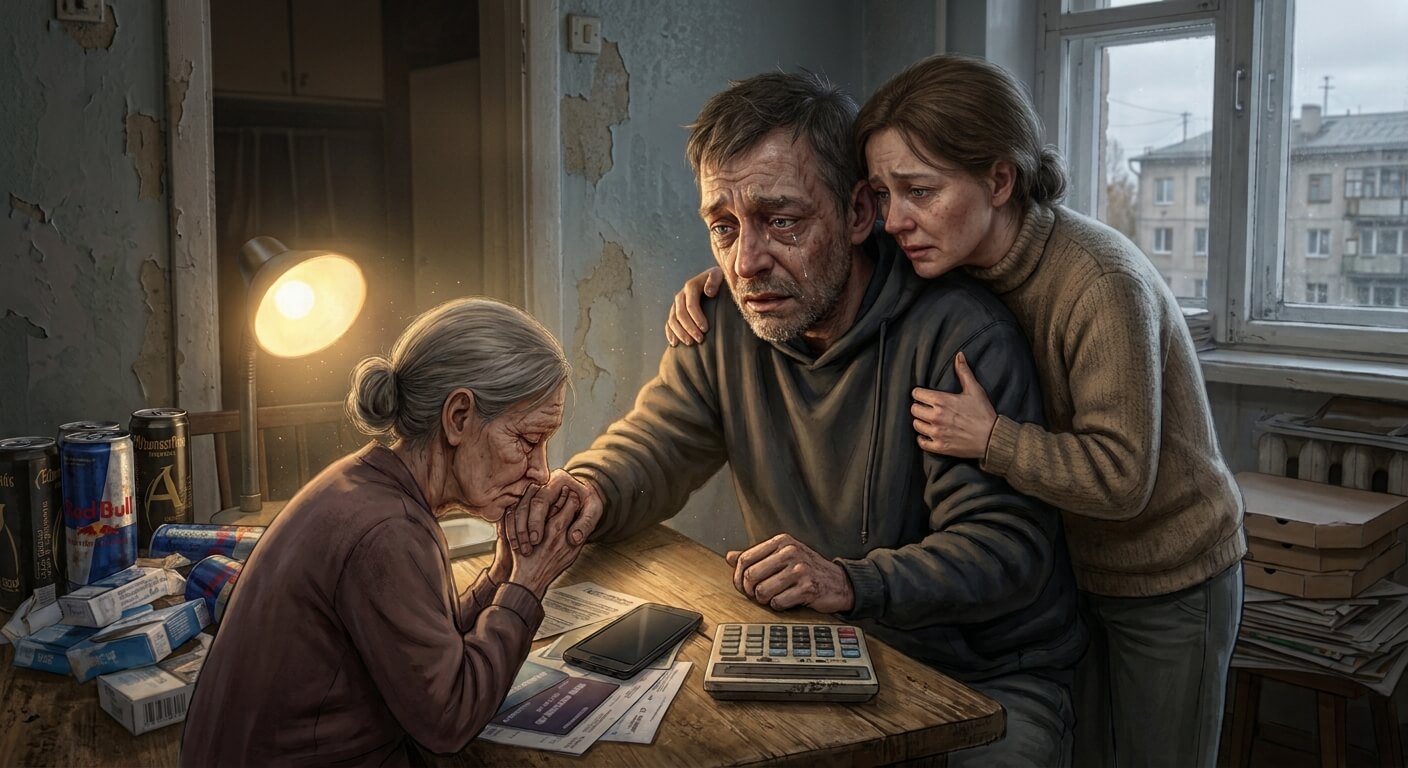 Иллюстрация: два человека поддерживают друг друга